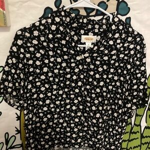 Talbots Black and White Floral Blouse